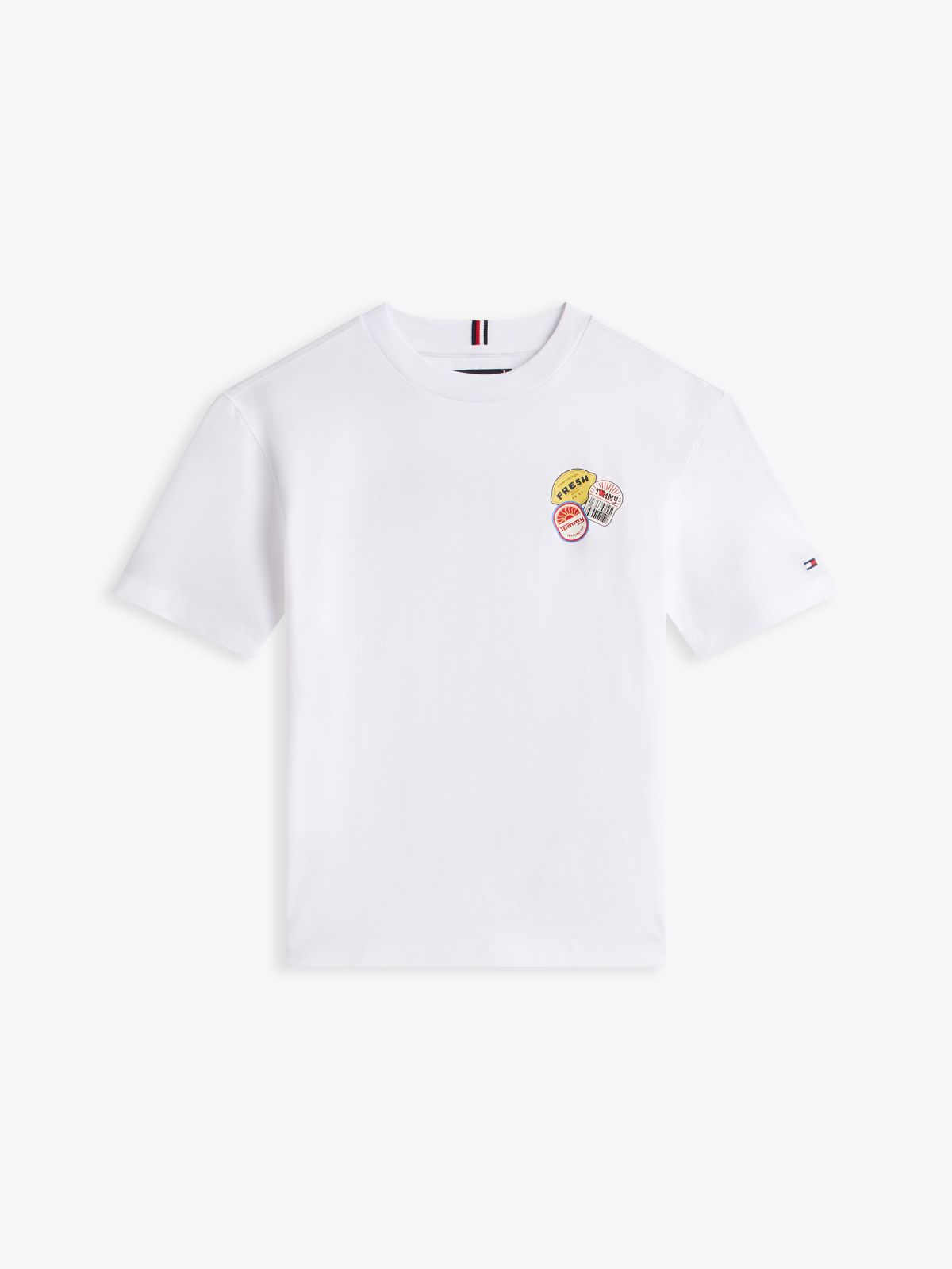 Sticker Print Back Graphic Jersey T-Shirt — White