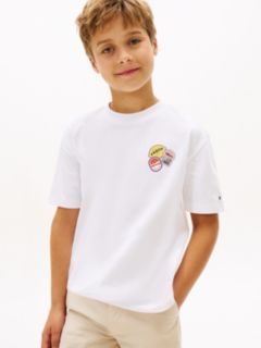 Sticker Print Back Graphic Jersey T-Shirt — White 1