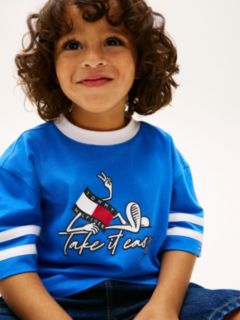Wavy Flag Graphic Jersey T-Shirt — Blue 2