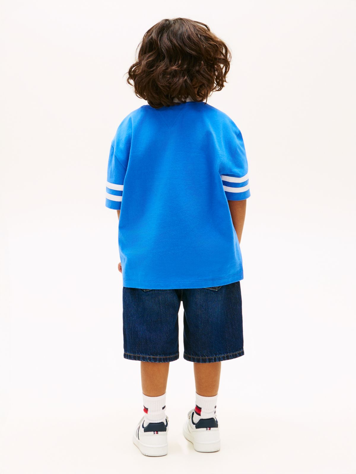 Wavy Flag Graphic Jersey T-Shirt — Blue