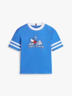 Wavy Flag Graphic Jersey T-Shirt — Blue 5