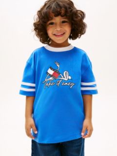 Wavy Flag Graphic Jersey T-Shirt — Blue 1