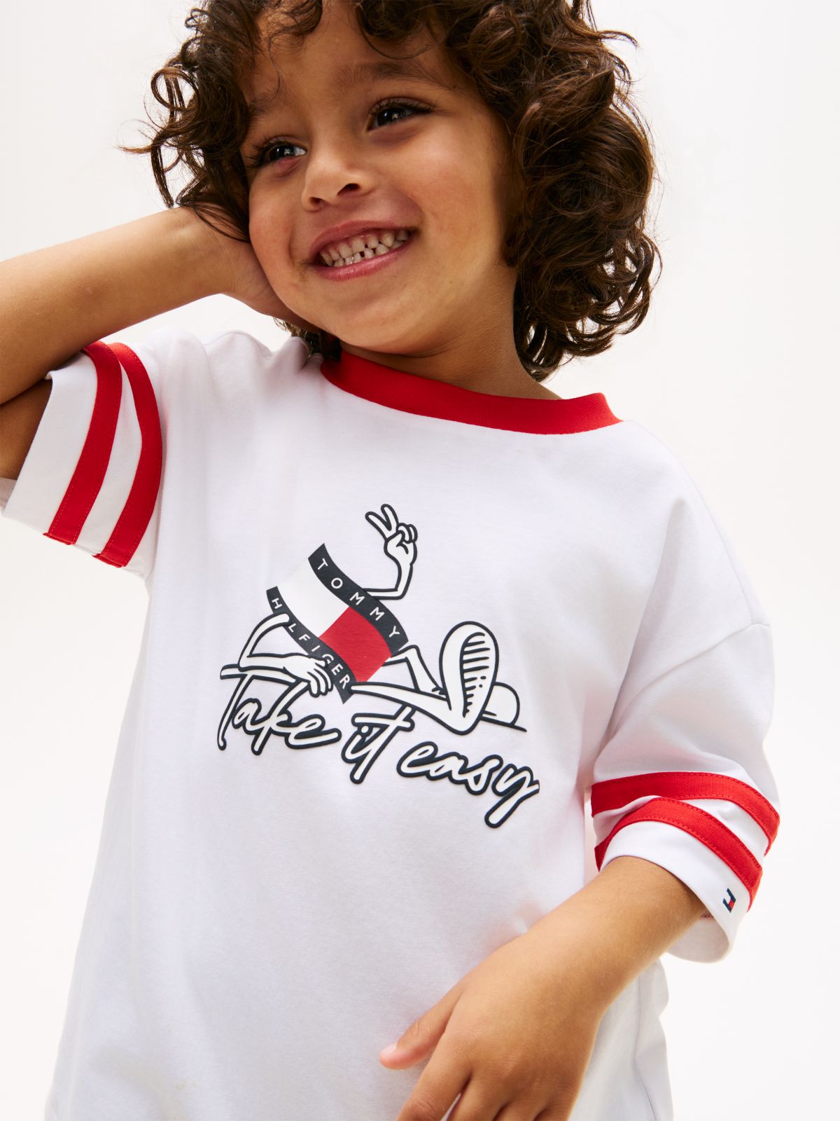 Wavy Flag Graphic Jersey T-Shirt — White