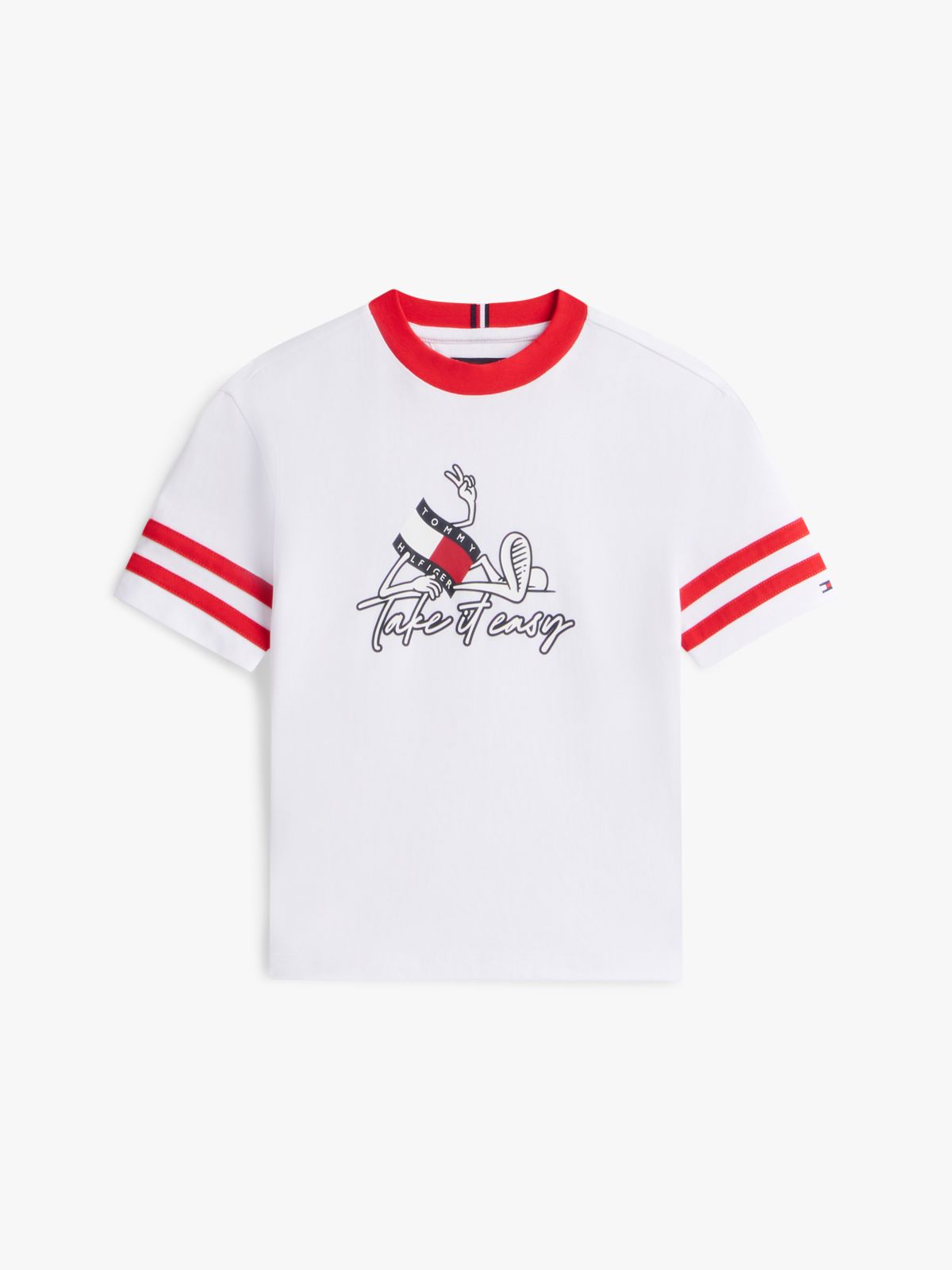 Wavy Flag Graphic Jersey T-Shirt — White