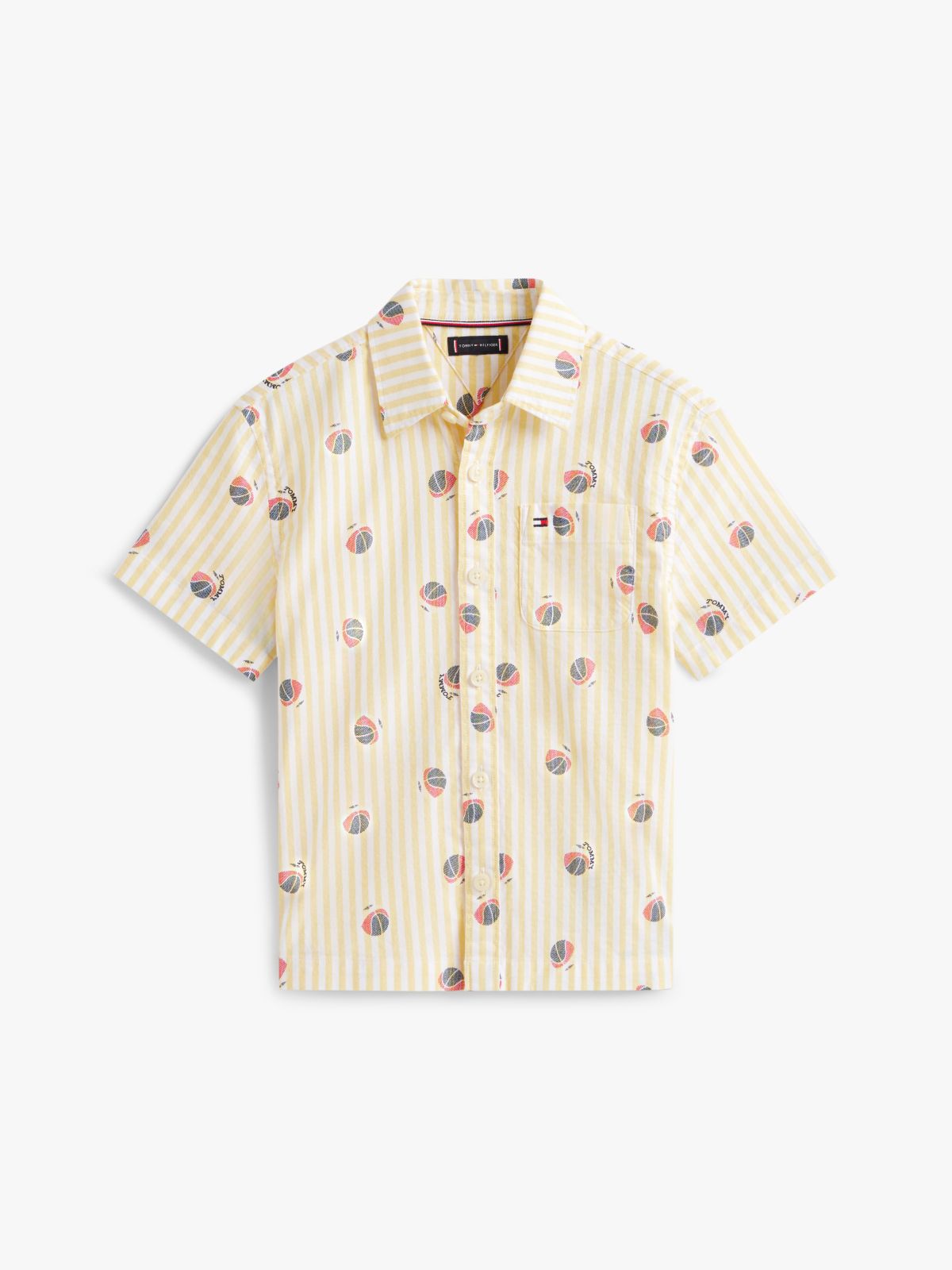 Print Ithaca Stripe Short Sleeve Oxford Shirt — Yellow
