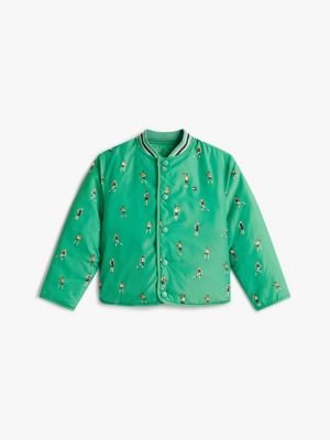green reversible print lightweight quilted jacket for boys tommy hilfiger