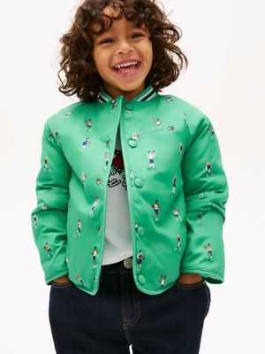 green reversible print lightweight quilted jacket for boys tommy hilfiger