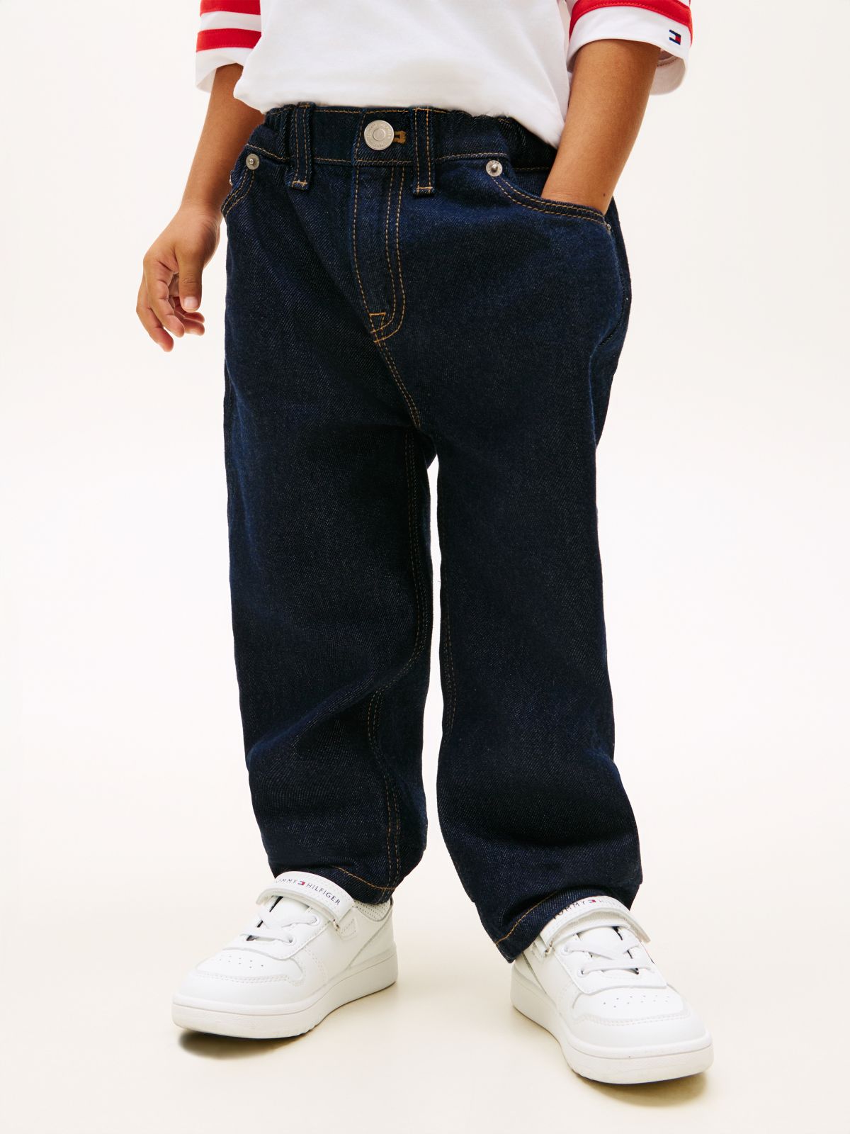 Elasticated Straight Leg Jeans — Blue