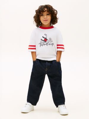 blue elasticated straight leg jeans for boys tommy hilfiger