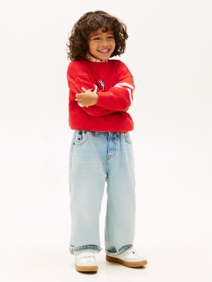 blue faded wide leg jeans for boys tommy hilfiger