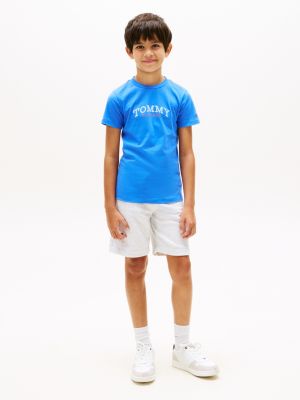 blue brushed fleece t-shirt and sweat shorts set for boys tommy hilfiger