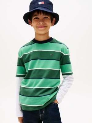 green rugby stripe peached jersey t-shirt for boys tommy hilfiger