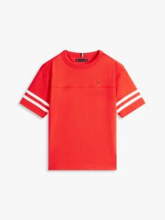 Stripe Sleeve Jersey T-Shirt — Red 5