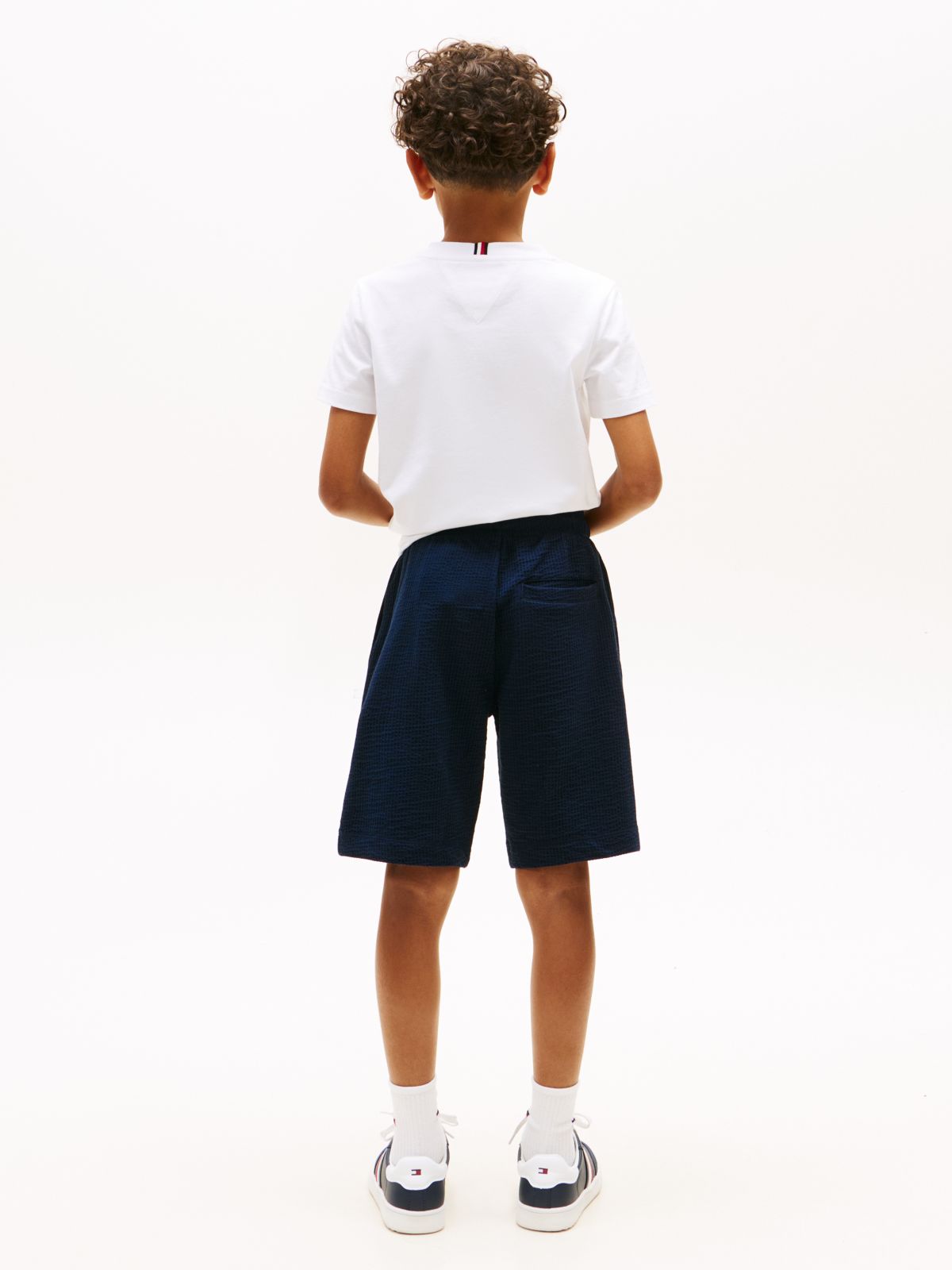 Jersey Seersucker Sweat Shorts — Blue