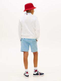 Intarsia Wavy Flag Crew Neck Jumper — White 4