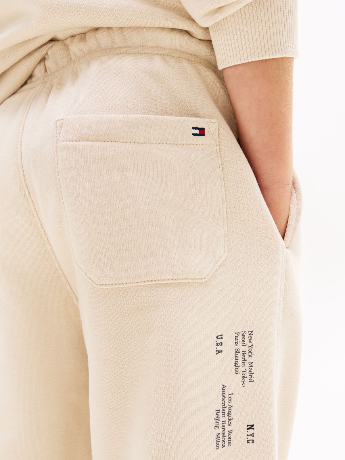 Wavy Flag Logo Terry Joggers — Beige