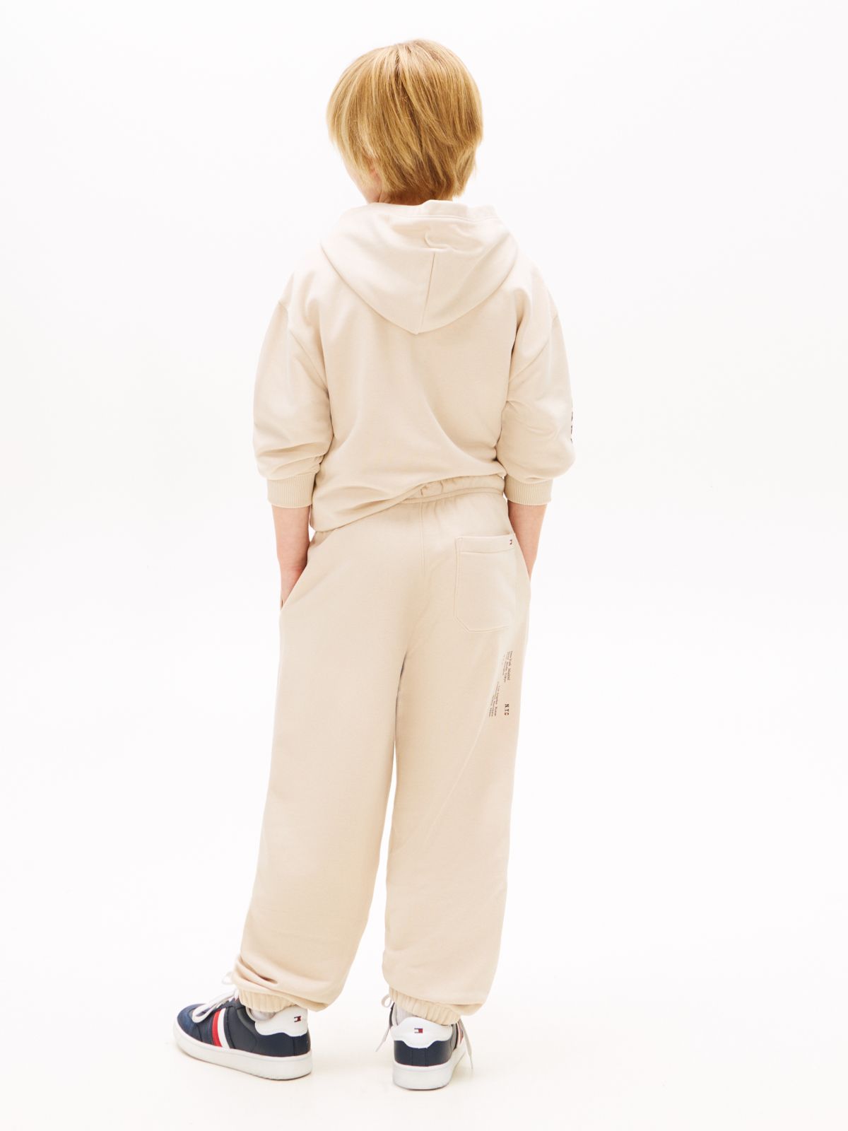 Wavy Flag Logo Terry Joggers — Beige