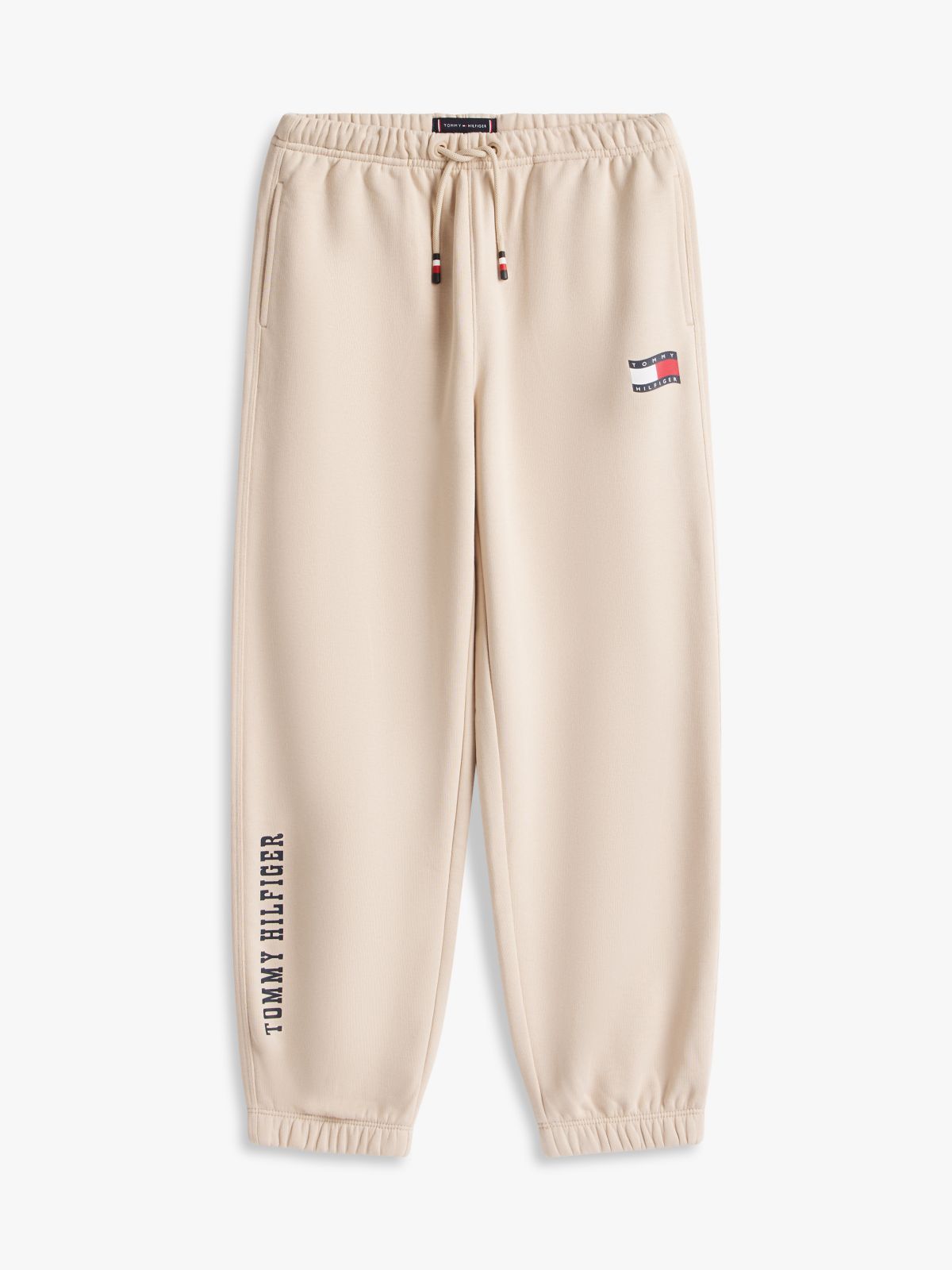 Wavy Flag Logo Terry Joggers — Beige