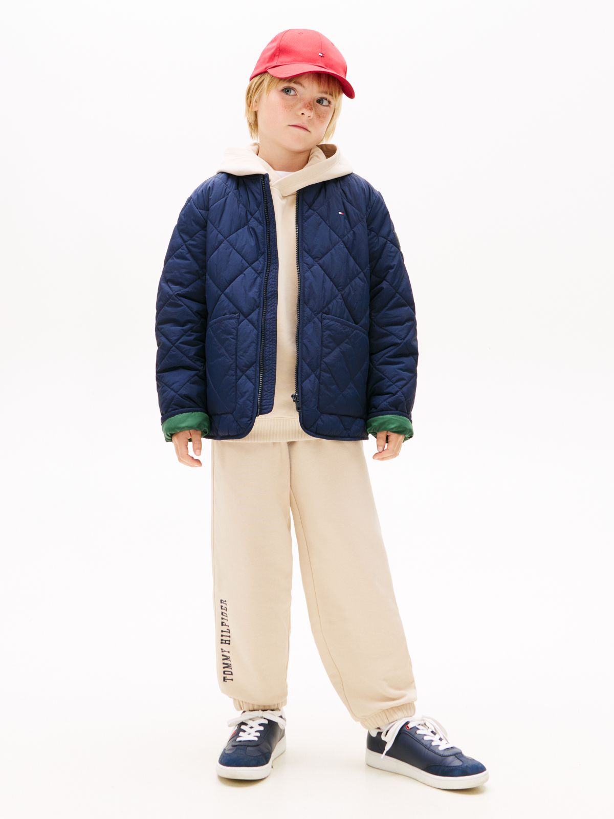 Wavy Flag Logo Terry Joggers — Beige