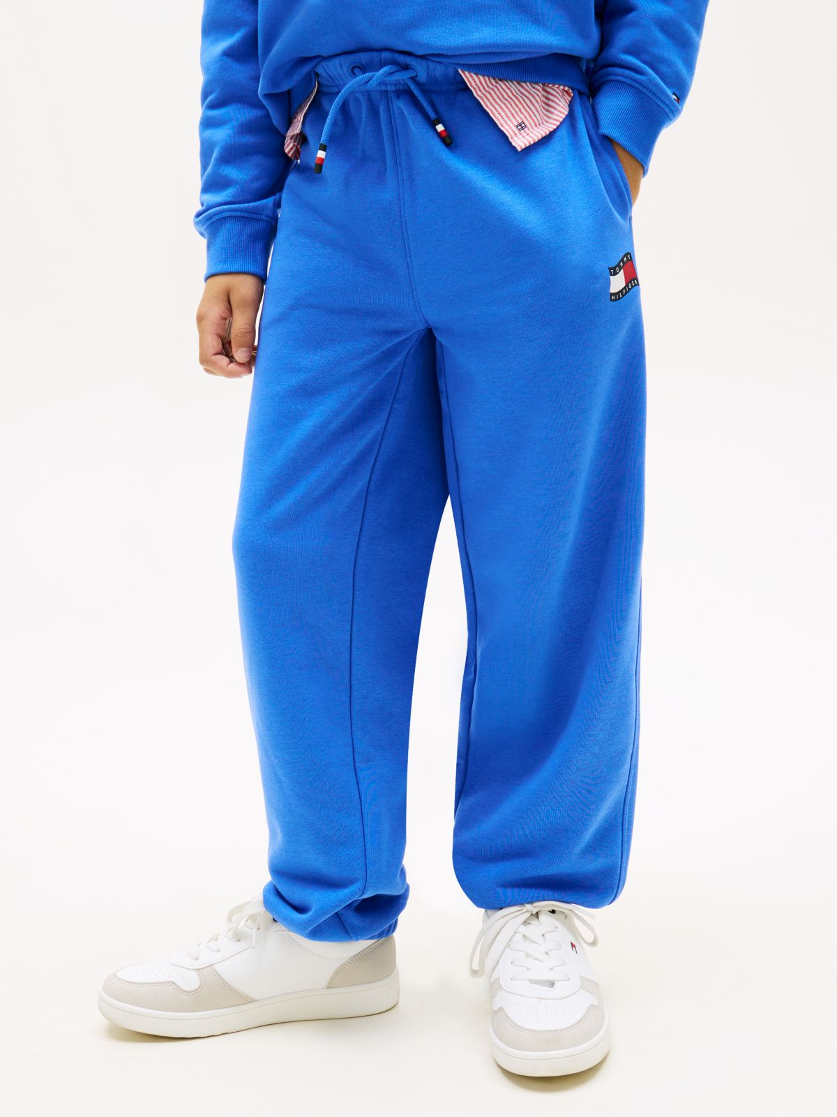 Wavy Flag Logo Terry Joggers — Blue