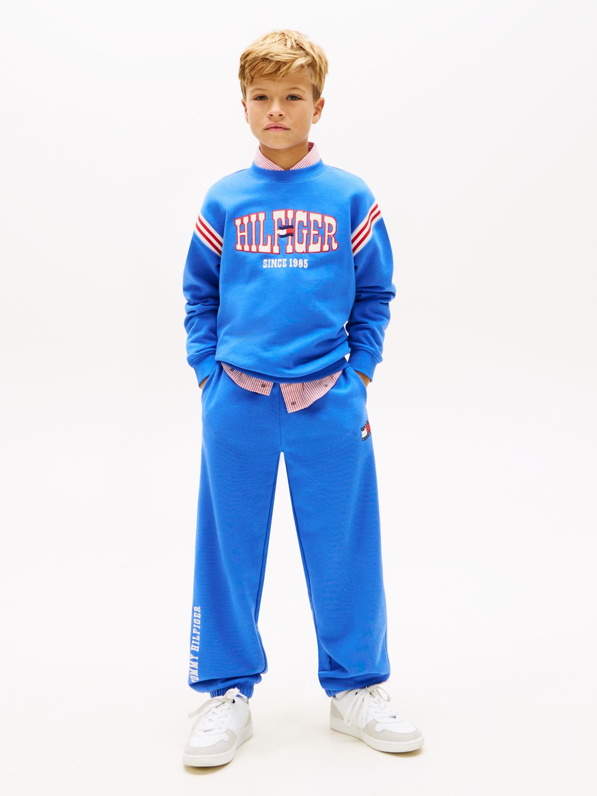 Wavy Flag Logo Terry Joggers — Blue