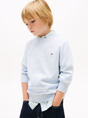 blue essential rundhalspullover für jungen - tommy hilfiger