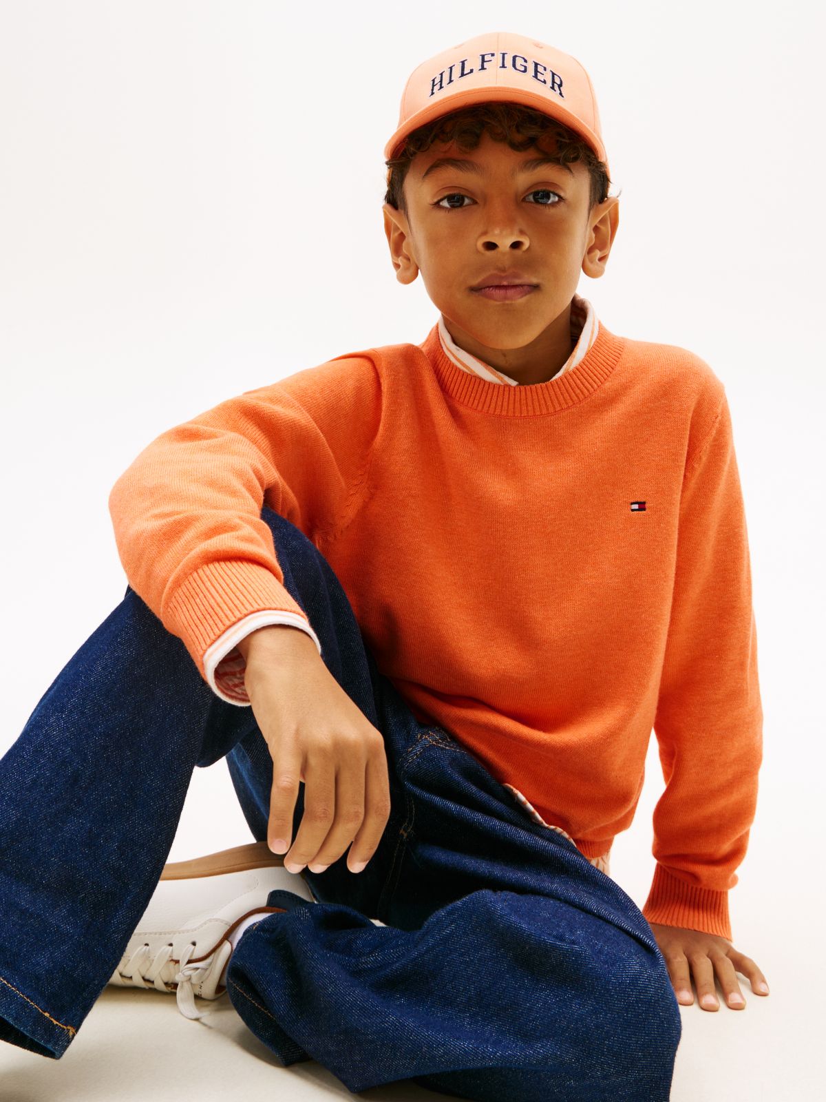 Essential Crew Neck Jumper — Orange