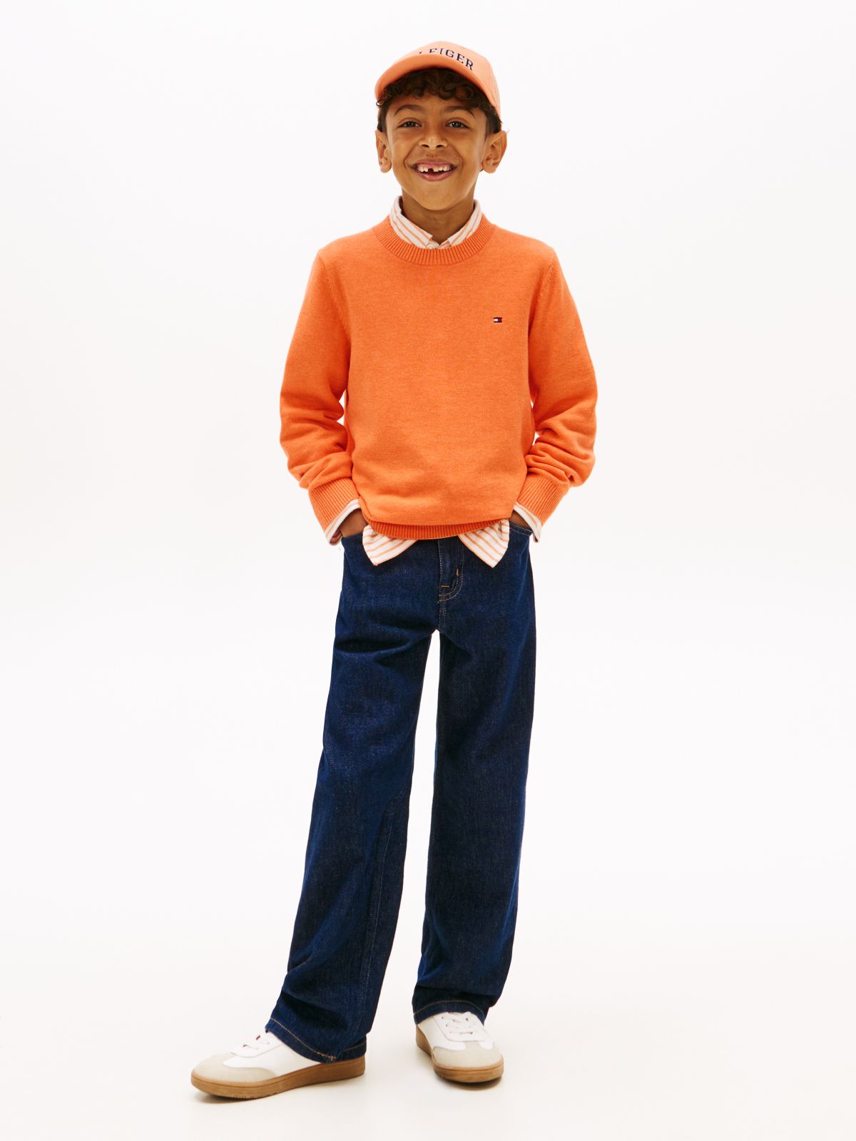 Essential Crew Neck Jumper — Orange