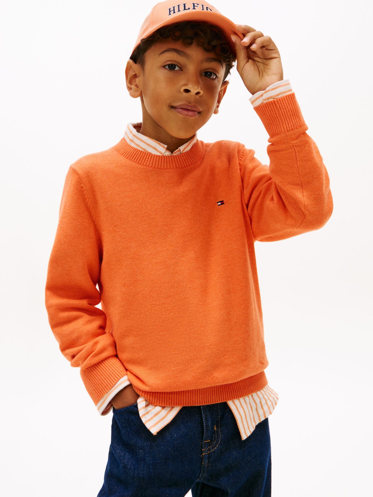 Essential Crew Neck Jumper — Orange