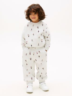 jogging à motif imprimé en tissu éponge grey pour garçons tommy hilfiger