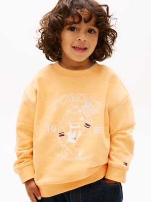 orange graphic logo terry sweatshirt for boys tommy hilfiger