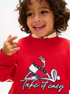 Wavy Flag Graphic Terry Sweatshirt — Red 2