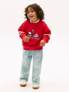 Wavy Flag Graphic Terry Sweatshirt — Red 3