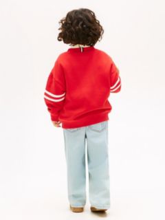 Wavy Flag Graphic Terry Sweatshirt — Red 4