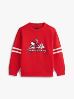 Wavy Flag Graphic Terry Sweatshirt — Red 5