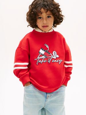 sweat en tissu éponge à drapeau ondulé red pour garçons tommy hilfiger