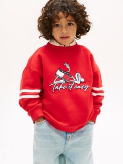 Wavy Flag Graphic Terry Sweatshirt — Red 1