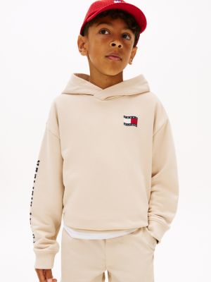 beige wavy flag terry hoody for boys tommy hilfiger