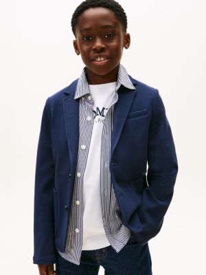 blau festive regular fit sakko mit piqué-struktur für jungen - tommy hilfiger