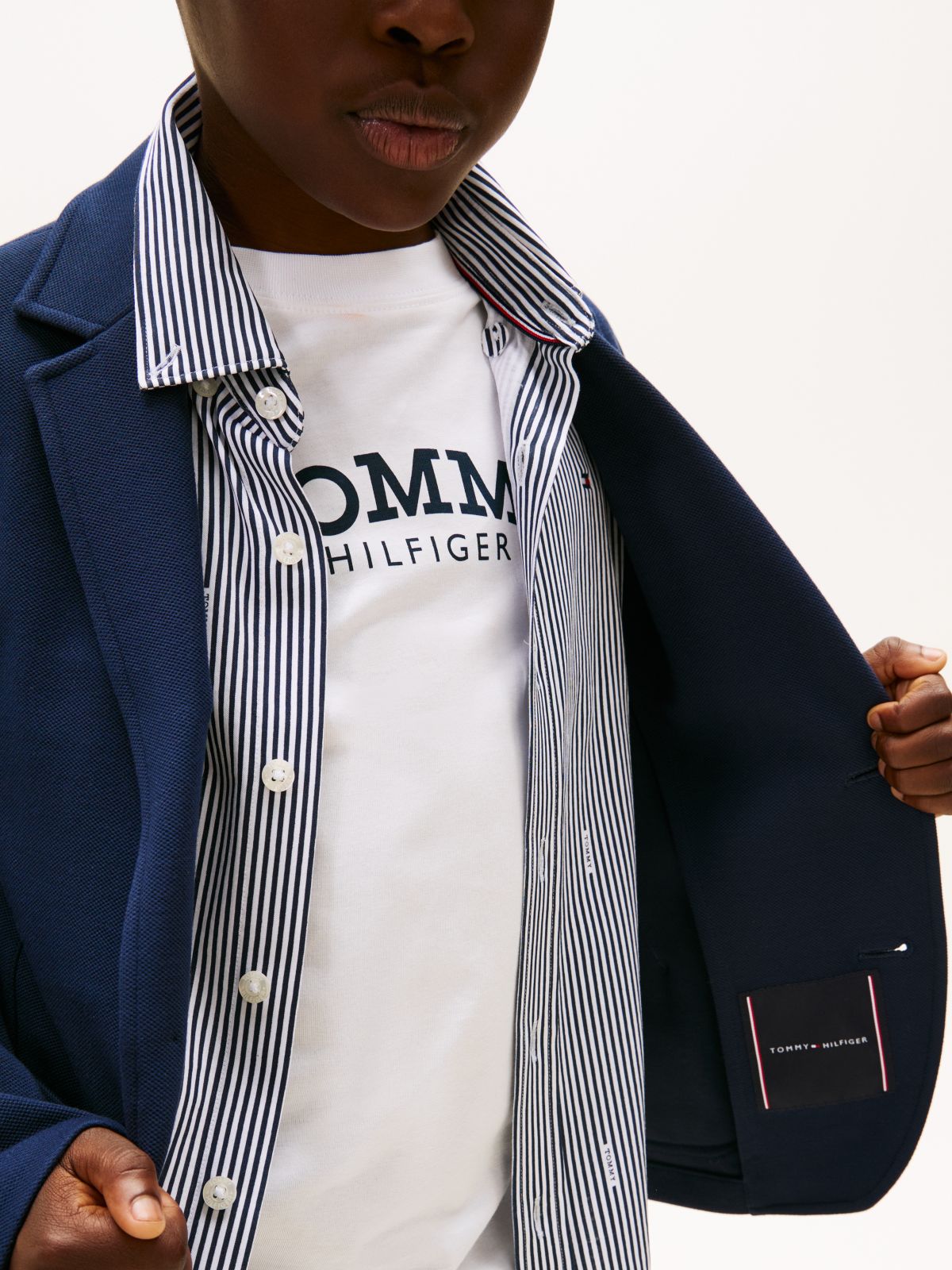 Festive Pique Texture Regular Fit Blazer — Blue