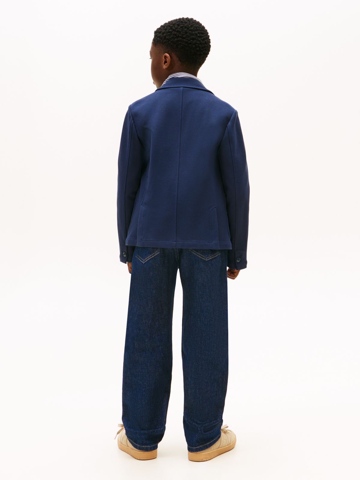 Festive Pique Texture Regular Fit Blazer — Blue