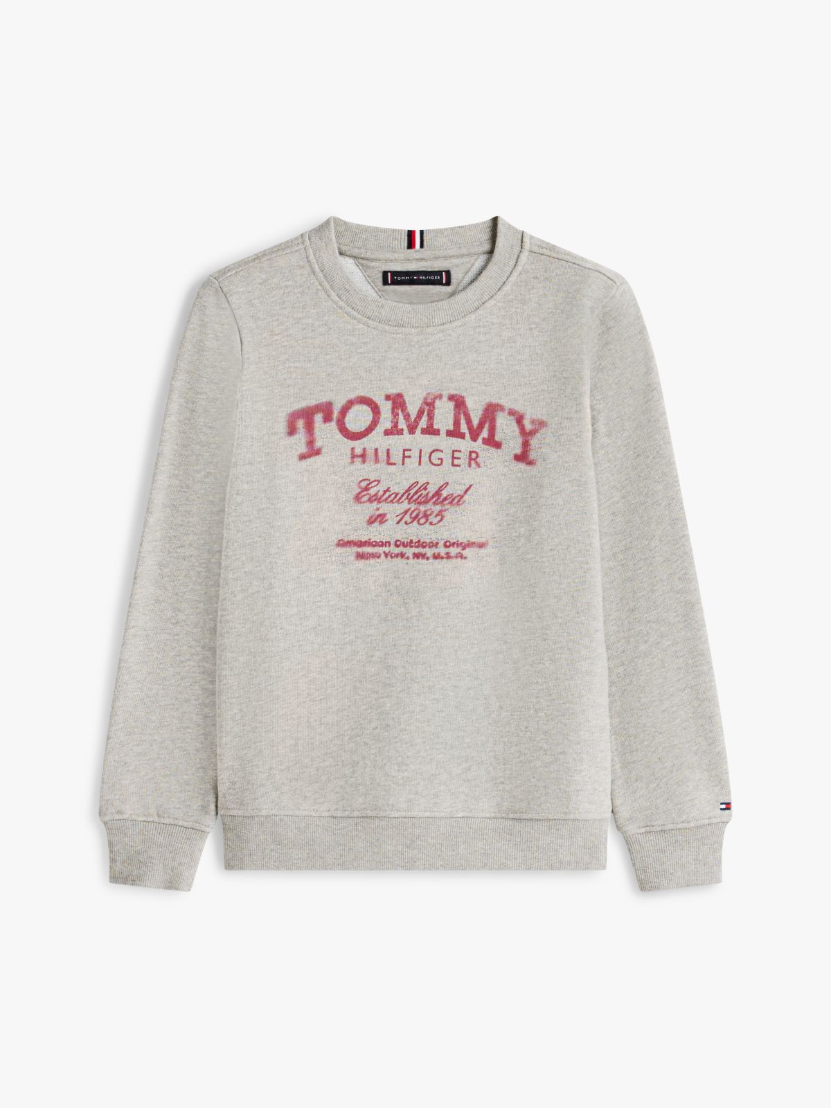 Faded Logo Print Crew Neck Sweatshirt — Grey