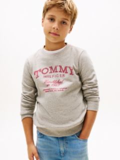 Faded Logo Print Crew Neck Sweatshirt — Grey 1