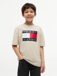 Flag Logo Jersey Crew Neck T-Shirt — Beige 1