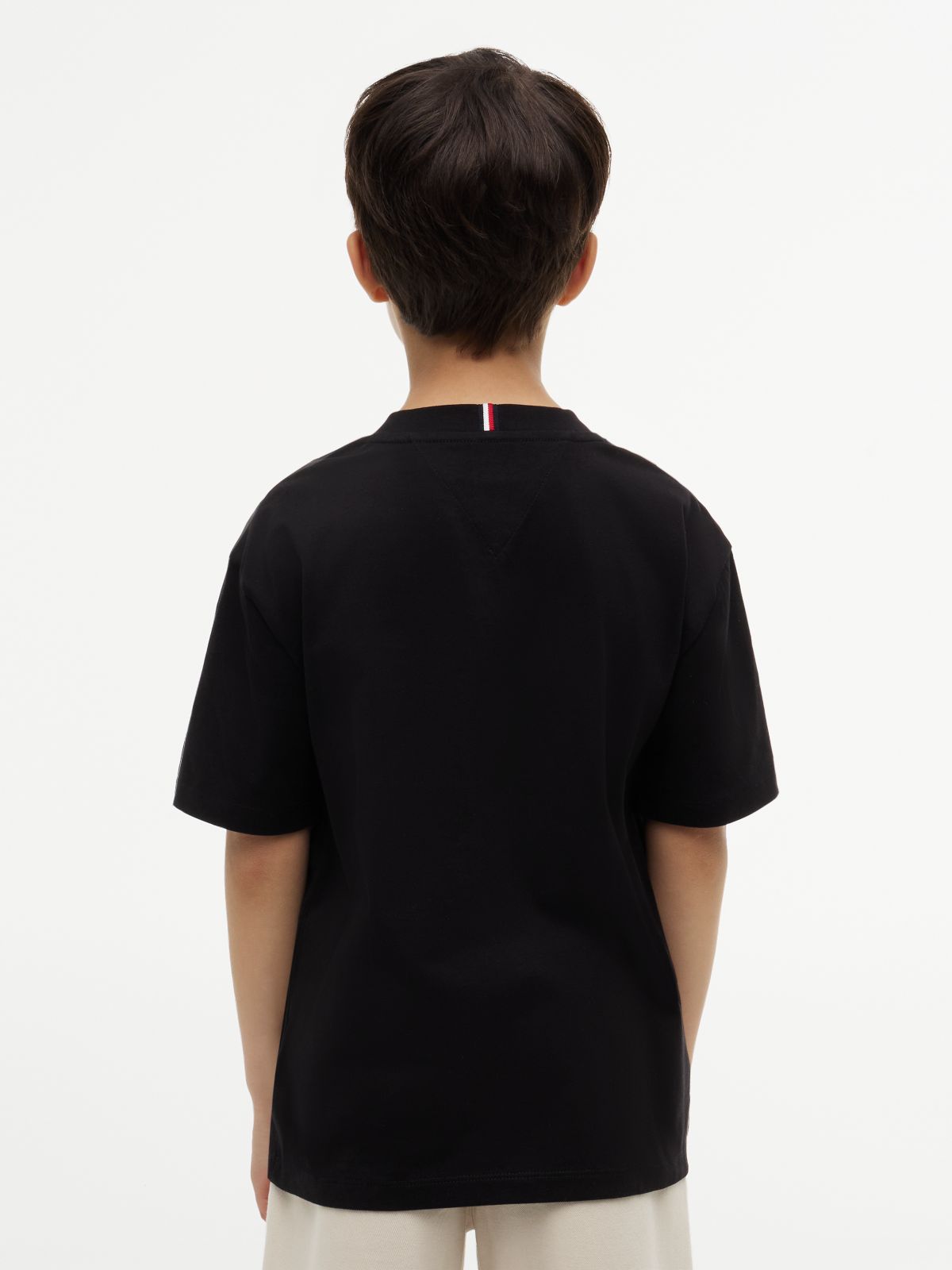 Flag Logo Jersey Crew Neck T-Shirt — Black