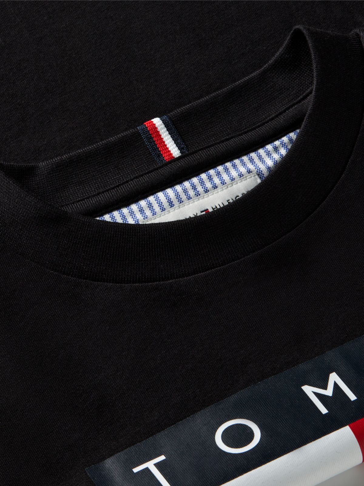 Flag Logo Jersey Crew Neck T-Shirt — Black