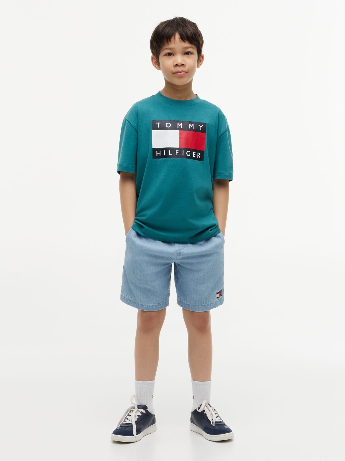 Flag Logo Jersey Crew Neck T-Shirt — Green