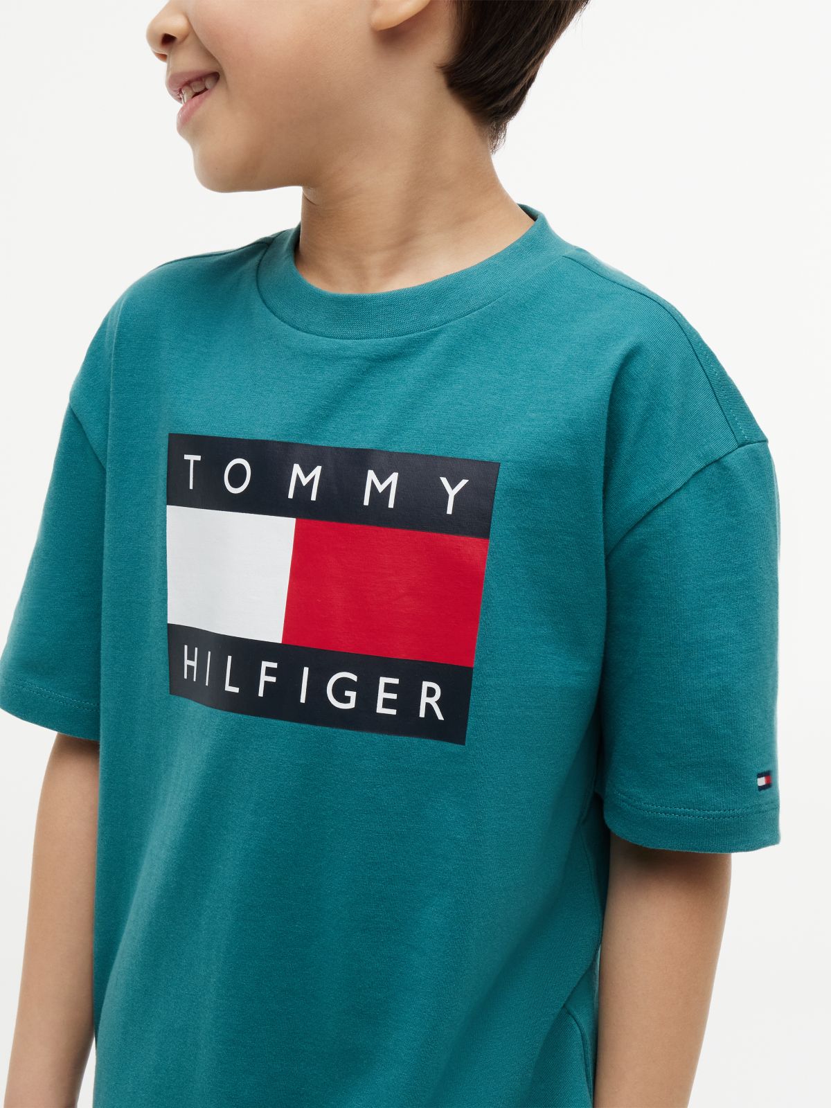 Flag Logo Jersey Crew Neck T-Shirt — Green