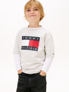 Flag Logo Jersey Crew Neck T-Shirt — Grey 1