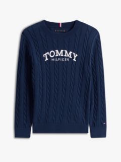 Logo Cable Knit Jumper — Blue 5